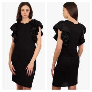 Lanvin 2008 black ruffled sleeve mini dress